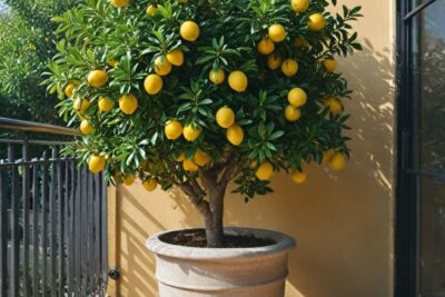 شجرة ليمون Lemon Adalia أضاليا مقزمة عليها الثمار للزراعة في البلكونات والحدائق وعلى أسطح المنازل